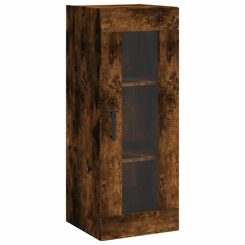 Armoire murale design élégante 34,5 x 34 x 90 cm grand espace rangement en bois d'ingénierie chêne fumé 02_0048688