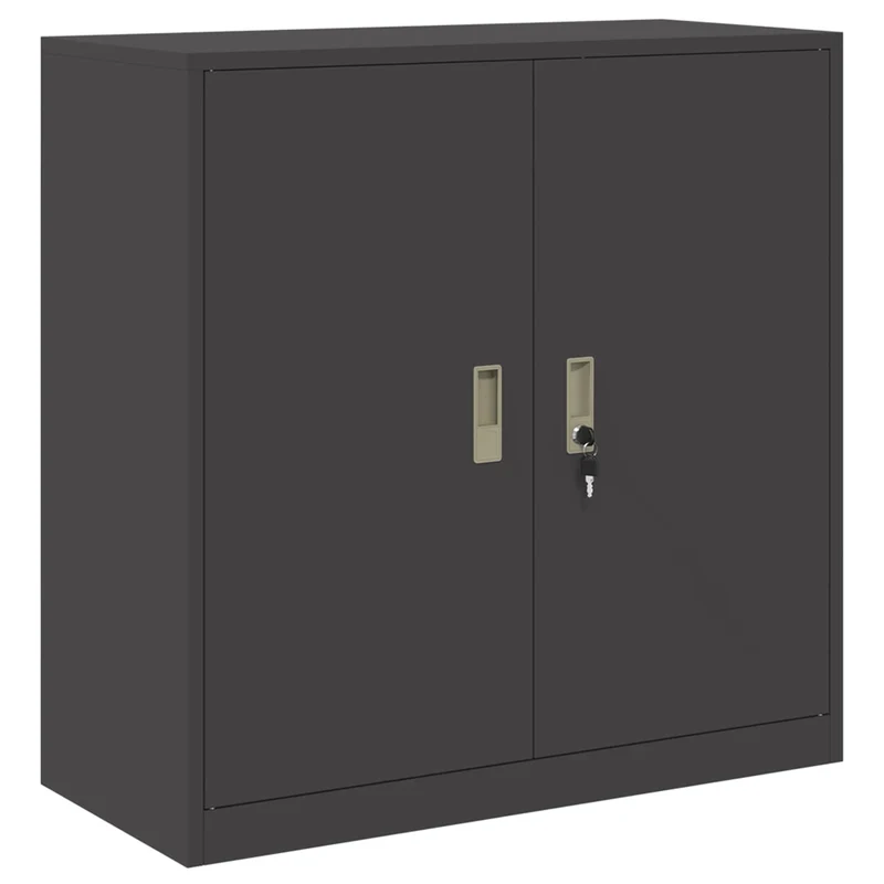 Armoire de rangement moderne design industriel bureau 90 x 40 x 90 cm en acier laminé à froid noir 02_0054815