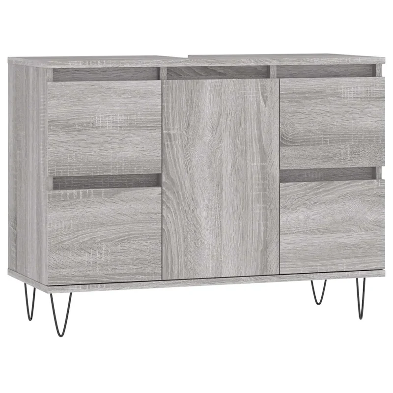 Armoire de salle de bain pratique avec espace de rangement 80 x 33 x 60 cm en bois d'ingénierie sonoma gris 02_0049080