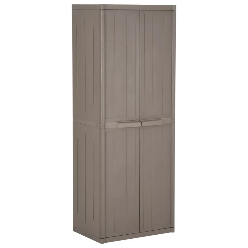 Armoire de rangement polyvalente 65 x 45 x 172 cm avec 4 étagères aspect bois en PP marron 02_0046124