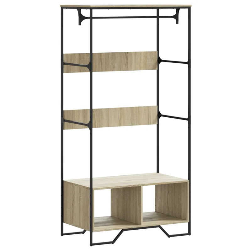 Armoire design minimaliste rangement compact 90 x 50 x 180 cm en bois d'ingénierie chêne sonoma 02_0049584