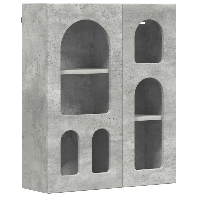 Armoire suspendue moderne avec étagères 59 x 20 x 71 cm grande capacité de rangement design épuré en bois gris béton 02_0054785
