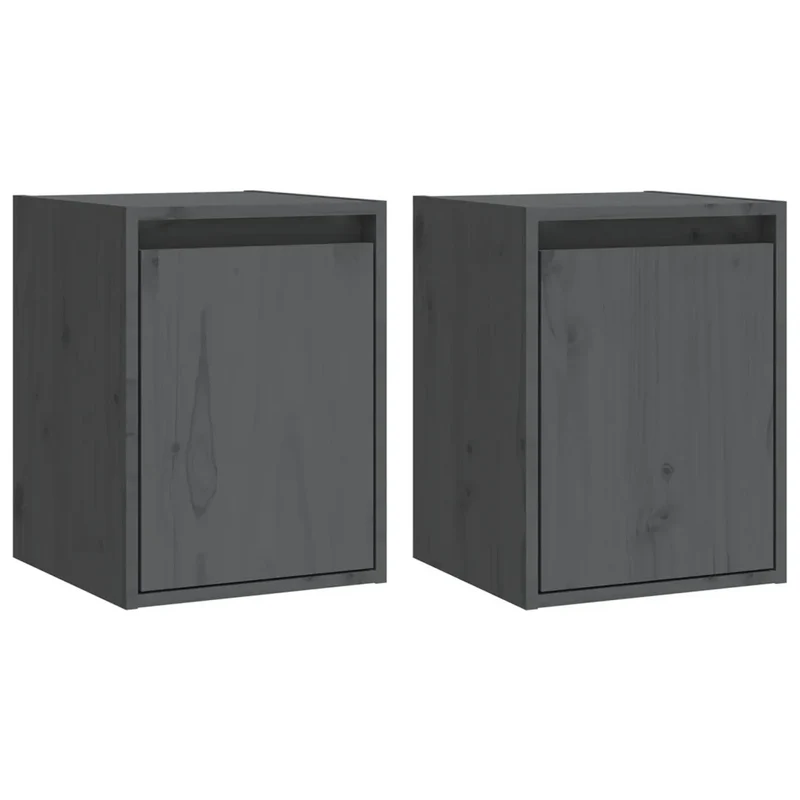 Lot de 2 armoires murales déco pratique 30 x 30 x 40 cm en bois de pin massif gris 02_0048083