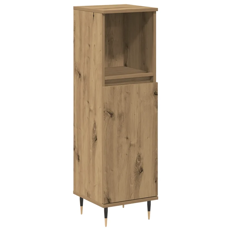 Armoire de salle de bain en bois d'ingénierie 30 x 30 x 100 cm grand espace de rangement style industriel en chêne artisanal 02_0051086