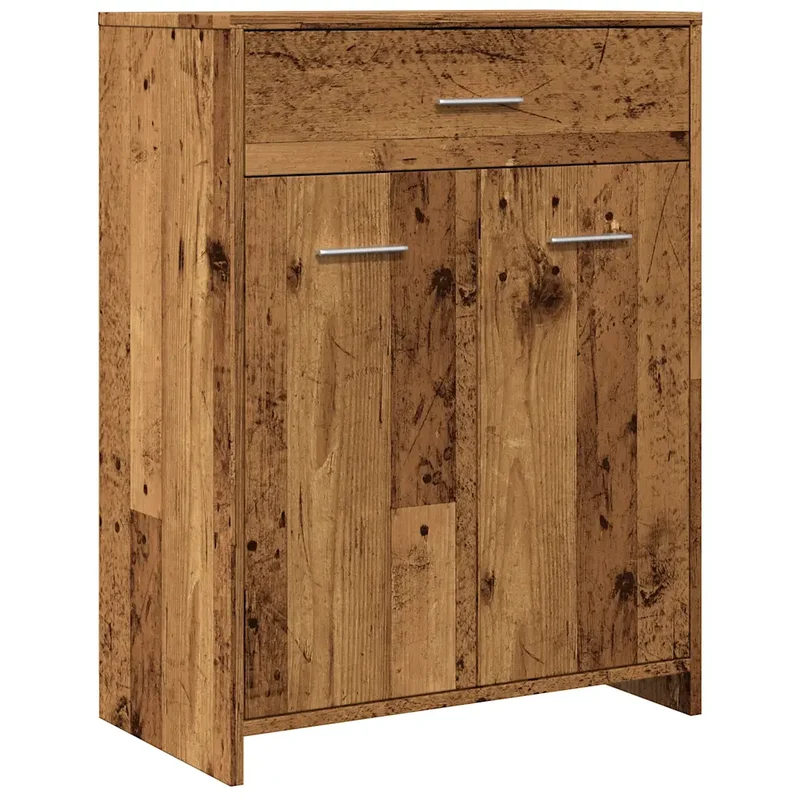 Armoire de salle de bain élégante avec tiroir espace de rangement 60 x 33 x 80 cm en bois d'ingénierie vieux bois 02_0050838
