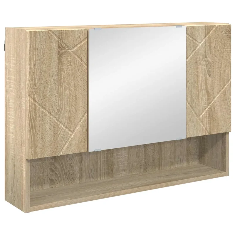 Armoire miroir murale pratique pour salle de bain 80 x 17 x 55 cm en bois d'ingénierie chêne sonoma 02_0052859