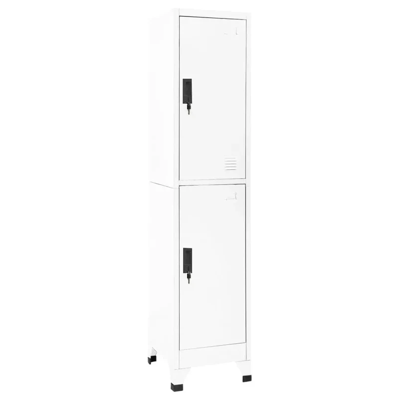 Armoire à casiers moderne durable 38 x 45 x 180 cm avec portes verrouillables bureau en acier blanc 02_0046993