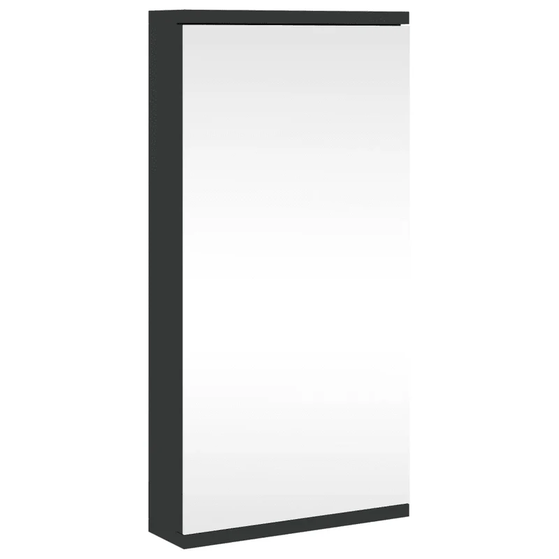 Armoire de bain à miroir d'angle murale design épuré 30 x 24 x 60 cm en bois d'ingénierie noir 02_0047279
