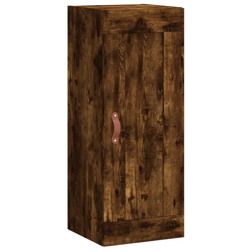 Armoire murale élégante rangement 34,5 x 34 x 90 cm finition lisse design contemporain en bois chêne fumé 02_0048941