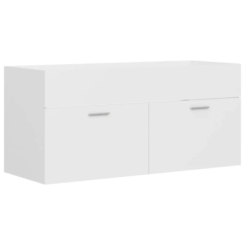 Armoire d'évier design épuré salle de bain 100 x 38,5 x 46 cm en bois d'ingénierie blanc 02_0047806