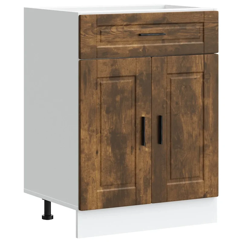 Armoire de cuisine moderne avec rangement optimisé 60 x 46 x 81,5 cm en bois d'ingénierie chêne fumé 02_0050277