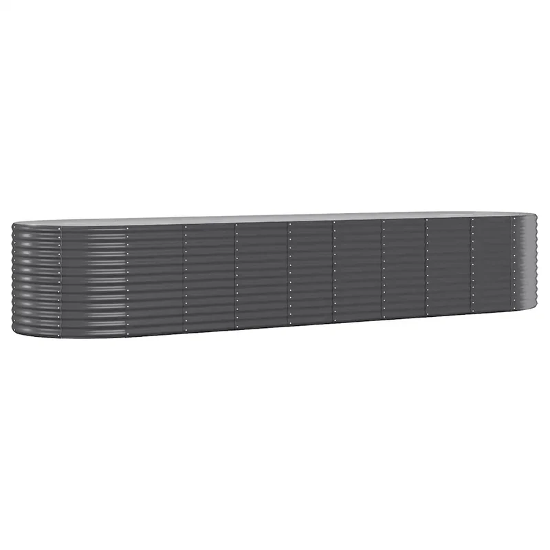 Lot de 1 lit surélevé de jardin ovale robuste 396 x 100 x 68 cm en acier galvanisé anthracite 02_0046594