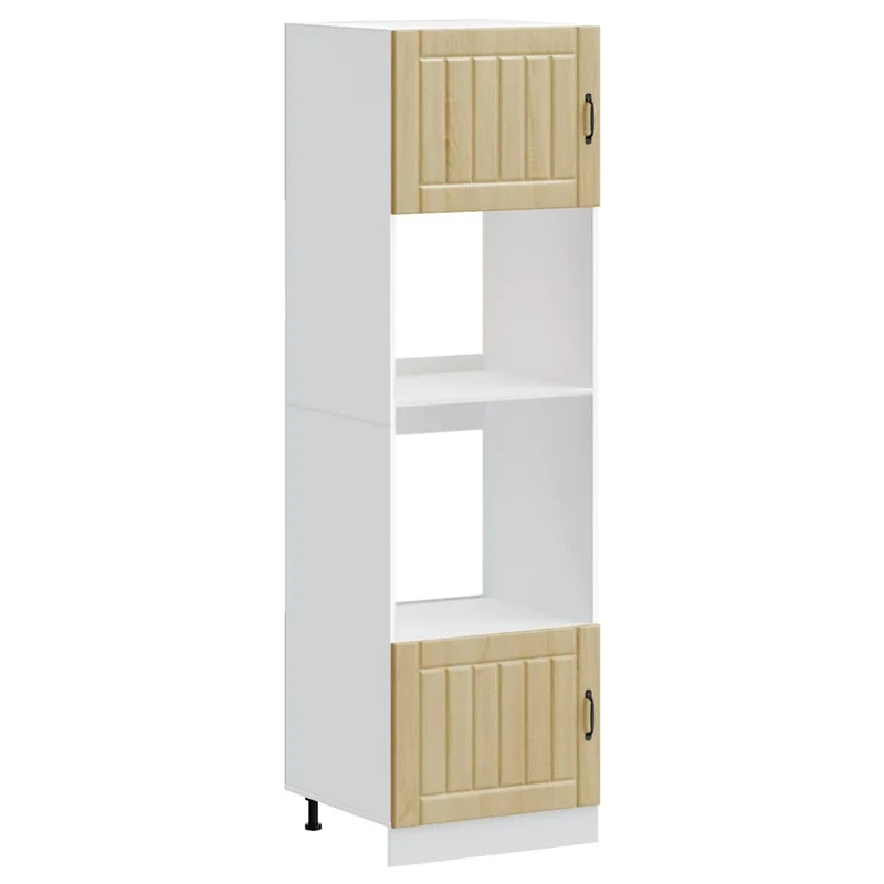 Lot de 2 armoires à four design classique compactes cuisine 60 x 57 x 207 cm en bois d'ingénierie chêne sonoma 02_0055709