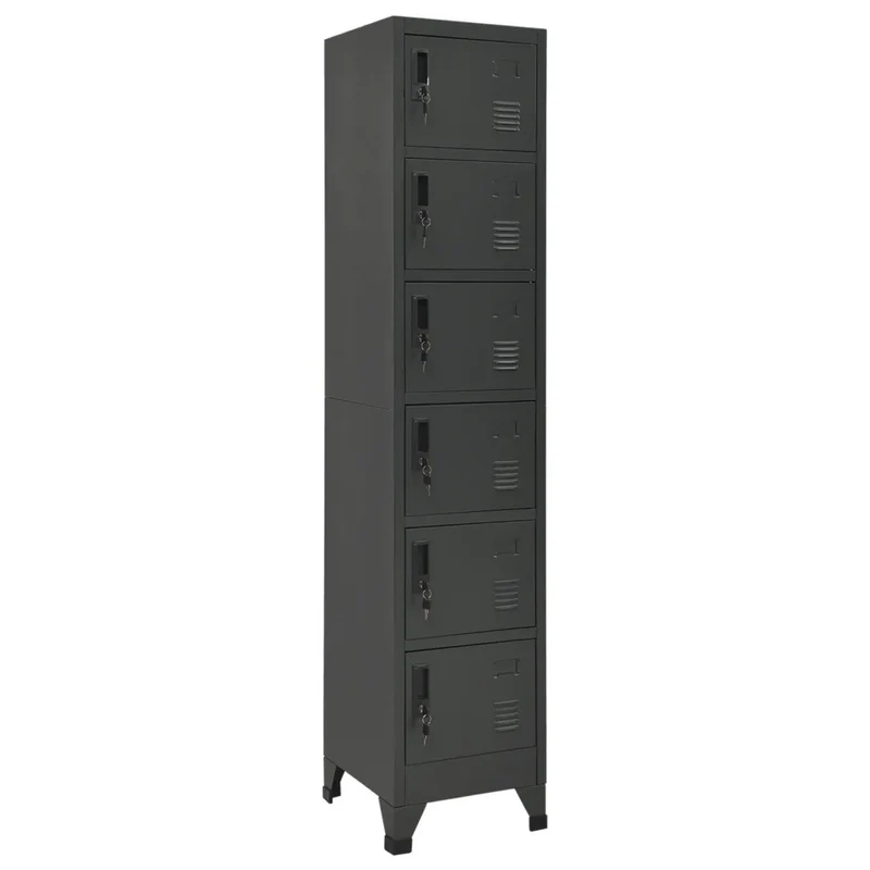 Armoire à casiers moderne avec 6 portes verrouillables 38 x 40 x 180 cm en acier anthracite 02_0047009