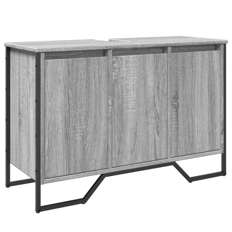 Armoire lavabo de salle de bain moderne design peu encombrant rangement 91 x 35 x 60 cm en bois sonoma gris 02_0049576