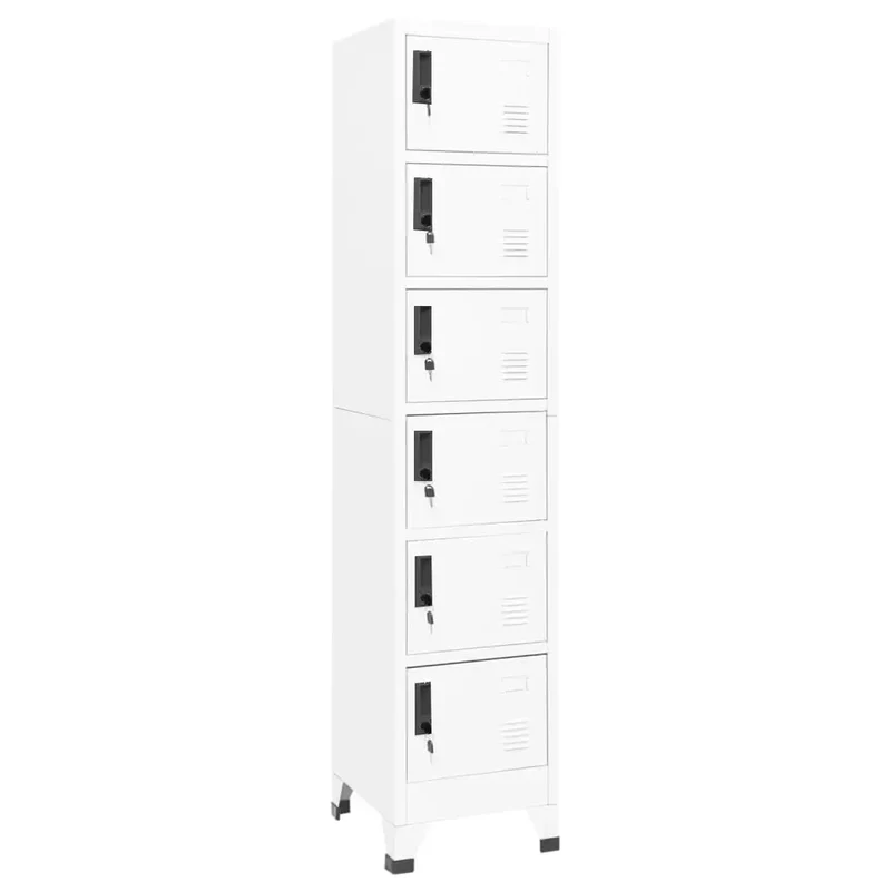 Armoire à casiers moderne 38 x 40 x 180 cm avec portes verrouillables blanc en acier blanc 02_0047006
