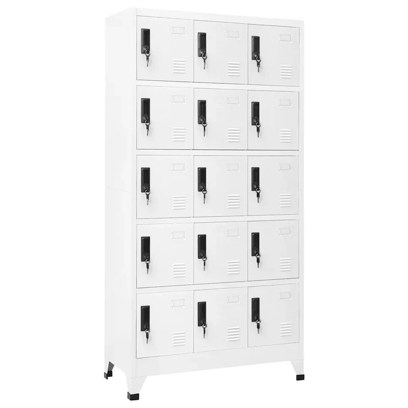 Armoire à casiers moderne rangement 90 x 40 x 180 cm design acier blanc 02_0047031