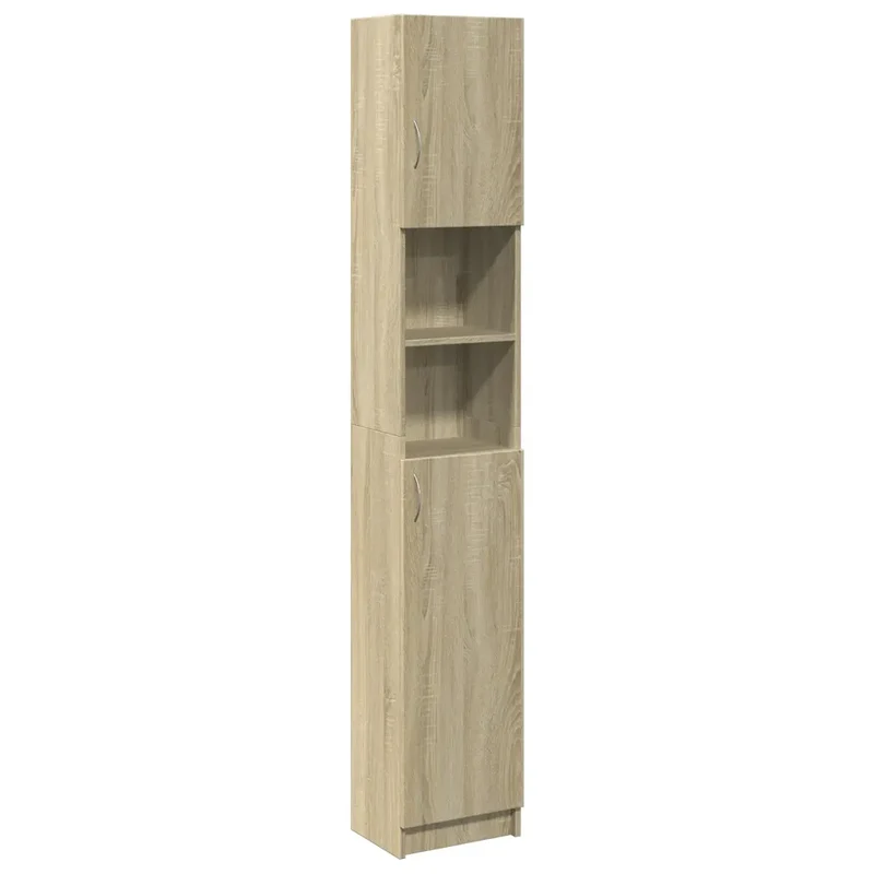 Armoire de salle de bain bois d'ingénierie rangement praticité 32 x 25,5 x 190 cm en bois chêne sonoma 02_0049685