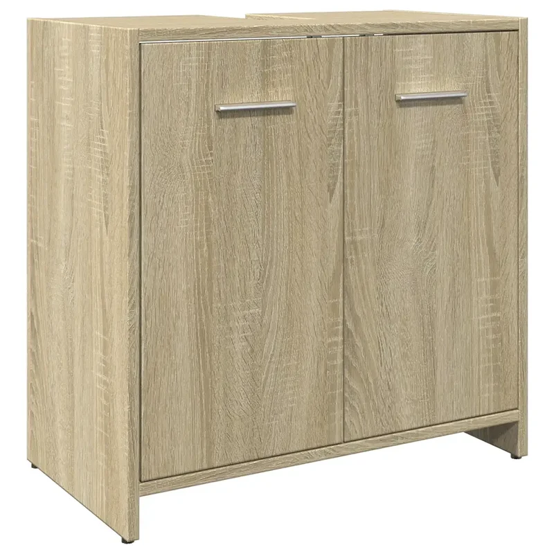 Armoire sous lavabo salle de bain rangement 60 x 33 x 60 cm en bois d'ingénierie chêne sonoma 02_0049684