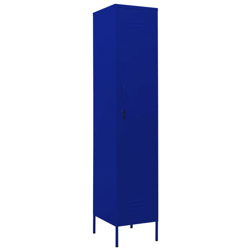 Armoire à casiers moderne 35 x 46 x 180 cm avec 4 étagères ajustables bureau en acier bleu marine 02_0046886