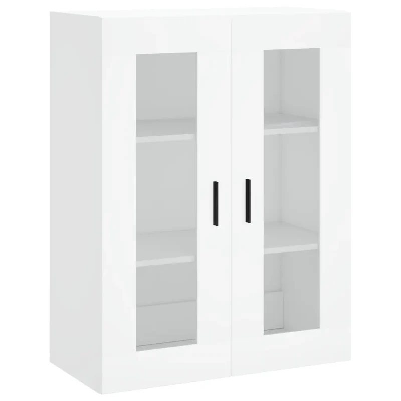 Armoire murale suspendue moderne avec porte vitrée 69,5 x 34 x 90 cm en bois d'ingénierie blanc 02_0048635