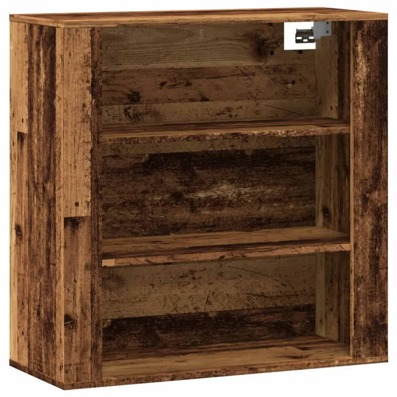 Armoire murale pratique rangement 80 x 33 x 80 cm style vintage ambiance cosy en bois d'ingénierie vieux bois 02_0051027