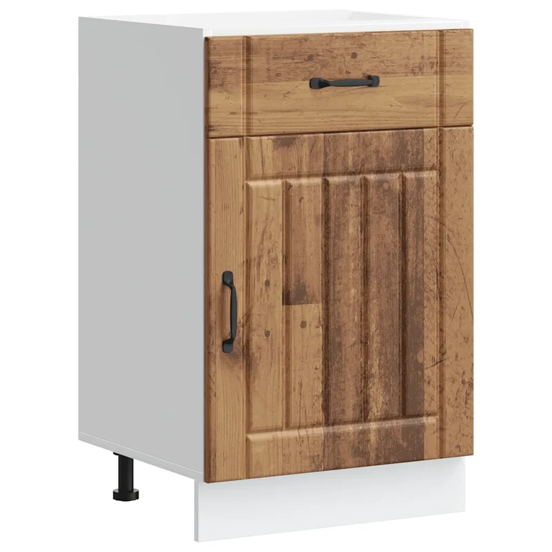 Armoire de cuisine Lucca 50 x 46 x 81,5 cm grand espace de rangement pratique style vintage en bois d'ingénierie vieux bois 02_0050080