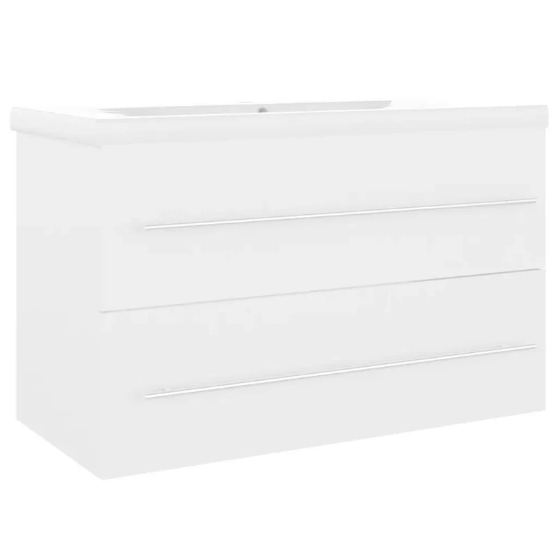 Armoire d'évier avec lavabo intégré 80 x 38,5 x 48 cm pratique contemporaine finition blanche en aggloméré blanc 02_0055180