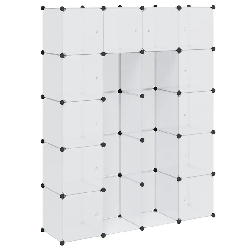Armoire modulaire élégante 14 compartiments 37 x 146 x 180 cm en plastique blanc 02_0046222