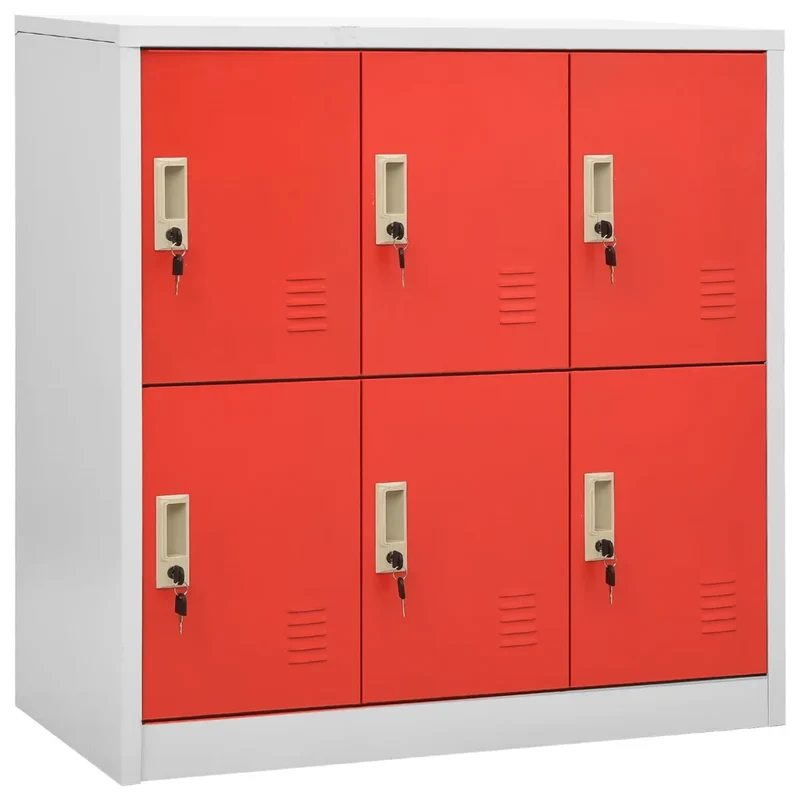 Armoire à casiers moderne 90 x 45 x 92 cm avec serrures rangement sécurisé enfants en acier gris 02_0046925