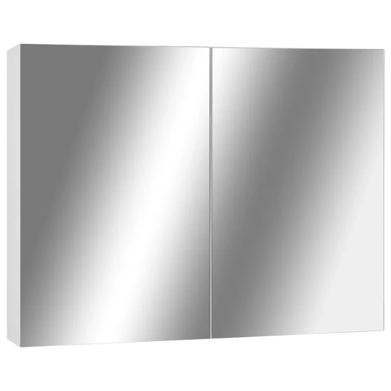 Armoire à miroir moderne salle de bain 80 x 15 x 60 cm rangement optimisé style contemporain en MDF blanc 02_0046730