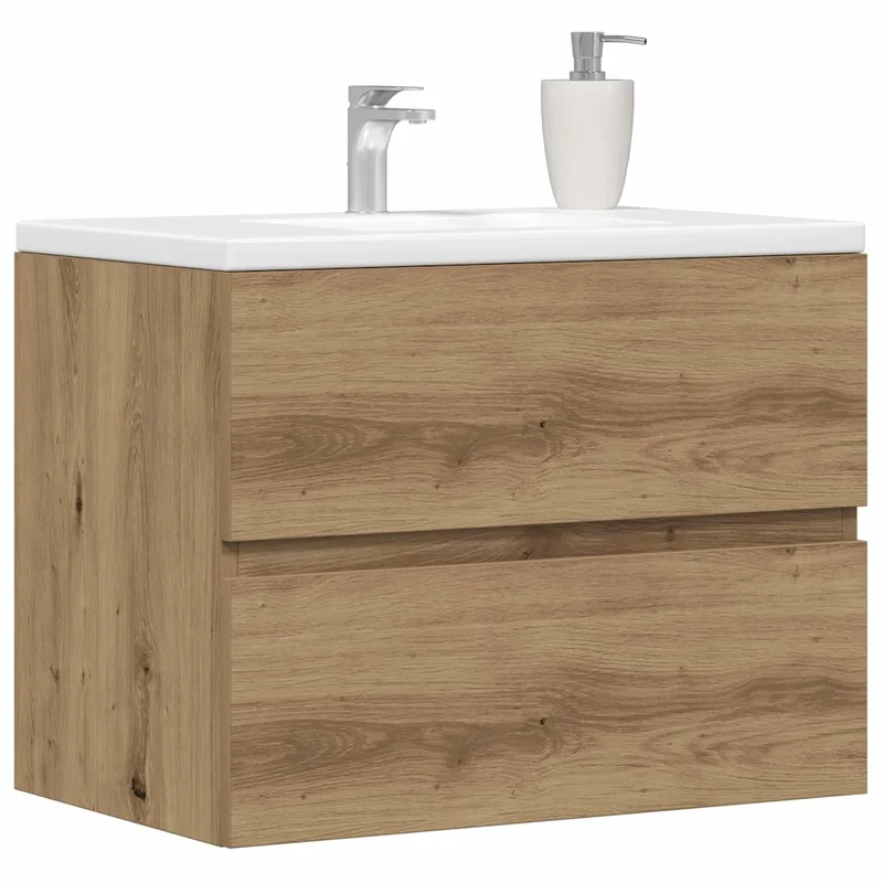 Armoire de salle de bain bois d'ingénierie grand espace rangement 60 x 38,5 x 45 cm en bois chêne artisanal 02_0050817