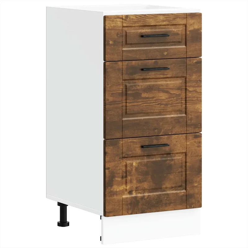 Armoire de cuisine chêne fumé bois d'ingénierie 40 x 46 x 81,5 cm grand rangement pieds réglables moderne 02_0050461