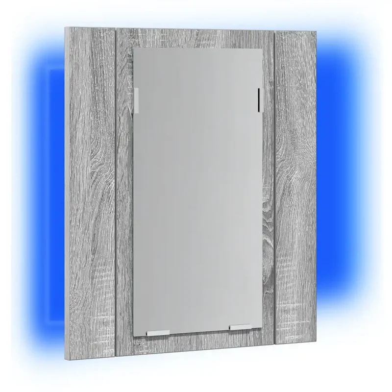 Armoire à miroir LED design murale salle de bain 40 x 12 x 45 cm espace de rangement ambiance élégante en bois d'ingénierie sonoma gris 02_0048478