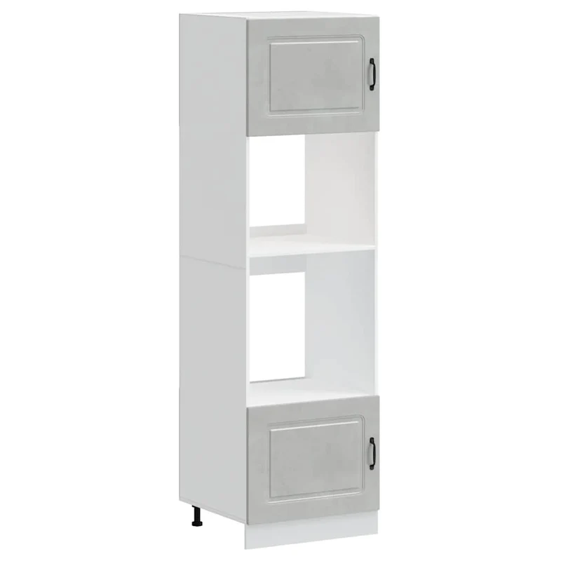 Lot de 2 armoires à four classiques avec pieds réglables 60 x 57 x 207 cm en bois d'ingénierie gris béton 02_0055700