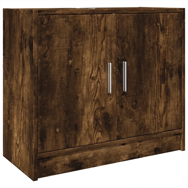 Armoire de lavabo moderne avec rangement 63 x 29 x 55 cm finition mate en bois d'ingénierie chêne fumé 02_0049524
