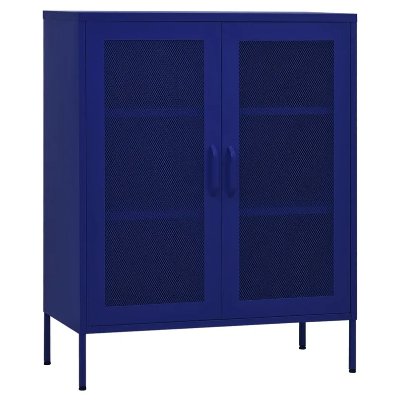 Armoire de rangement design pratique 80 x 35 x 101 cm avec étagères réglables en acier bleu marine 02_0046863