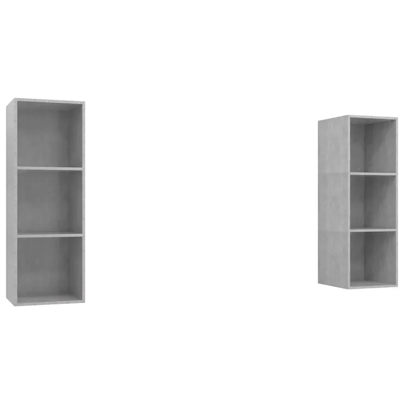 Lot de 2 meubles TV muraux avec rangement moderne modularité 37 x 37 x 107 cm en bois d'ingénierie gris béton 02_0055115