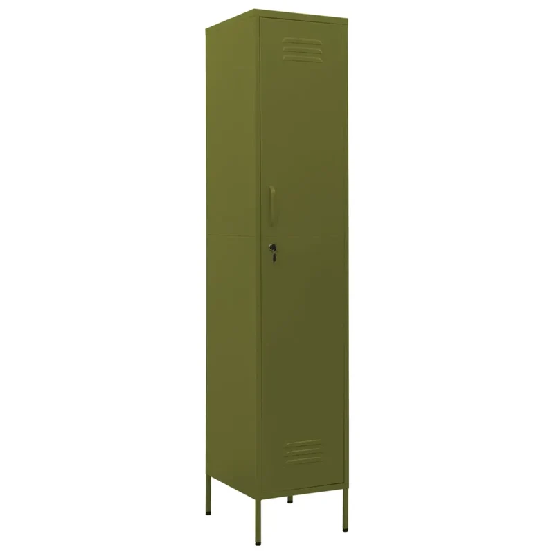 Armoire à casiers moderne avec 4 étagères réglables bureau 35 x 46 x 180 cm en acier vert olive 02_0046885