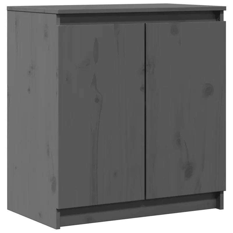 Armoire latérale décorative 60 x 36 x 65 cm rangement pratique style contemporain en bois de pin gris 02_0047904
