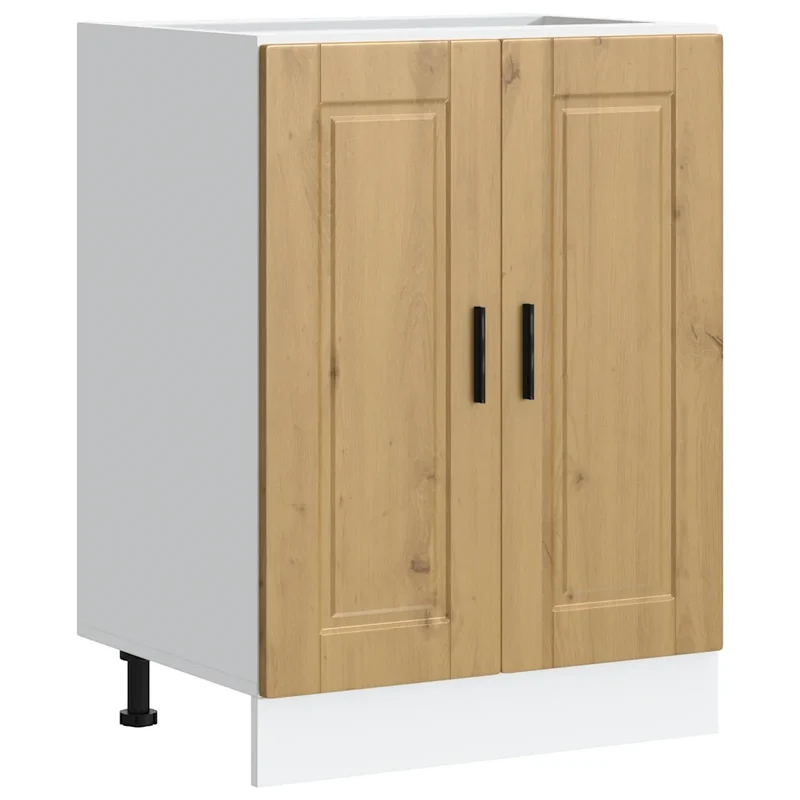 Armoire de cuisine moderne avec portes pratiques 60 x 46 x 81,5 cm rangement optimisé en bois d'ingénierie chêne artisanal 02_0050241