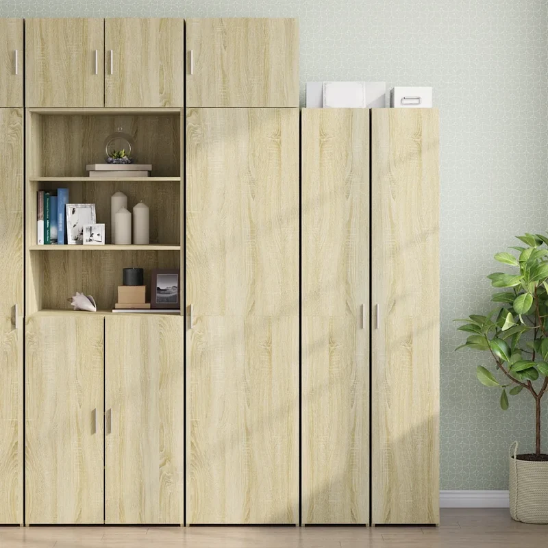 Armoire de rangement mince économique 50 x 42,5 x 225 cm pour salon chambre bureau en bois d'ingénierie chêne sonoma 02_0055569