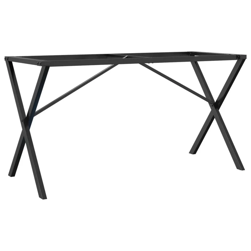 Pieds de table à manger cadre en X 140 x 60 x 73 cm robustes et stables design industriel en acier noir 02_0047245