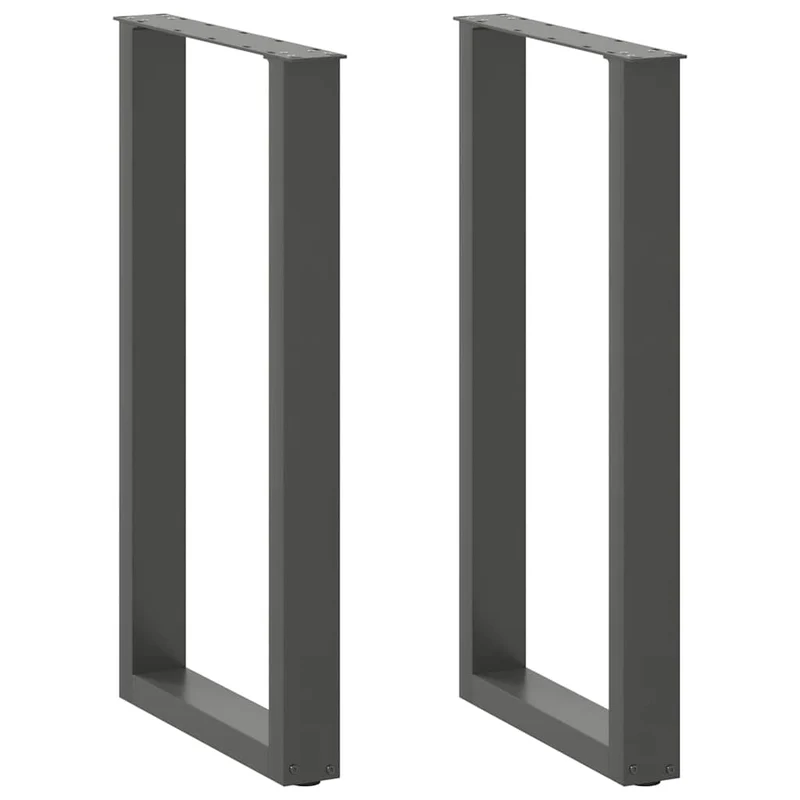 Lot de 2 pieds de table de bar en U avec niveleurs réglables 40 x 90 cm design moderne en acier anthracite 02_0057458