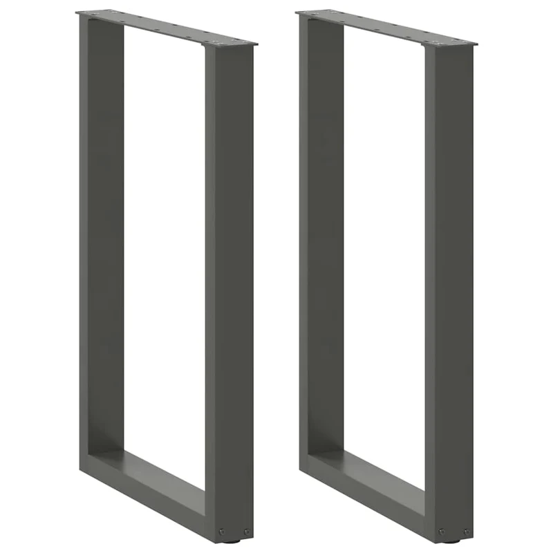 Lot de 2 pieds de table de bar en U 60 x 90 cm forme robuste avec niveleurs réglables design moderne en acier anthracite 02_0057466