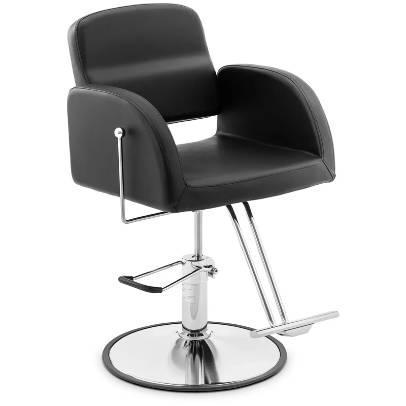 Fauteuil de coiffeur professionnel avec repose-pieds 200 kg acier inoxydable PVC noir 14_0008939