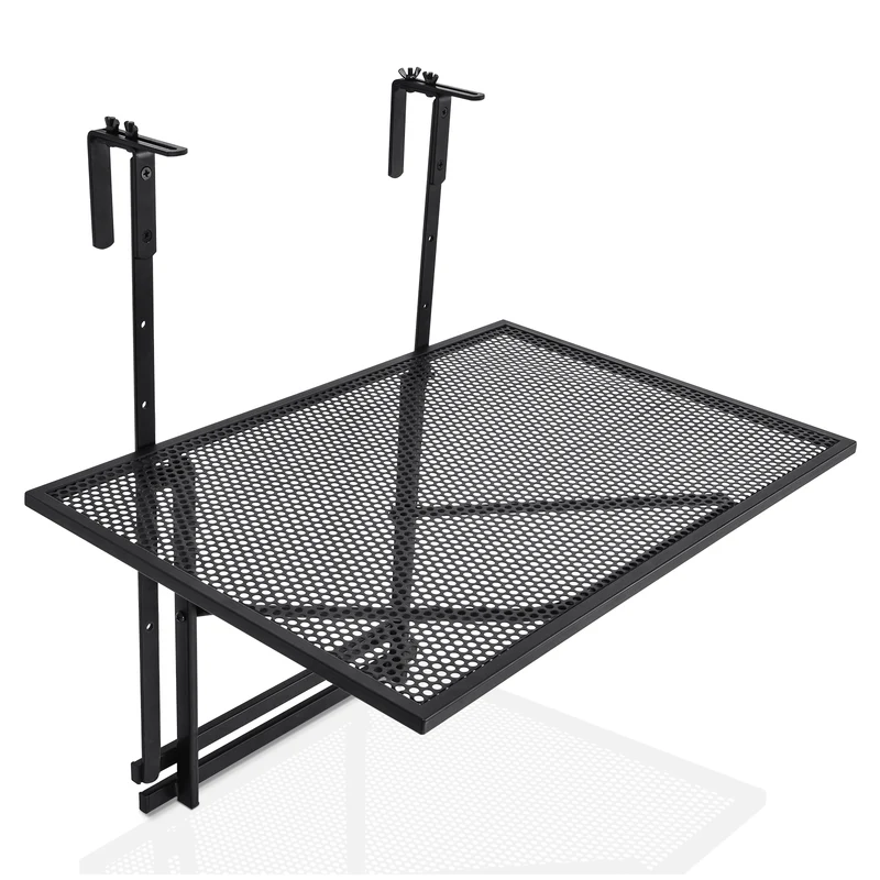 Table de balcon suspendue réglable 61,5 x 40,5 x 82,5 cm pratique et pliante style moderne en fer noir 20_0020583
