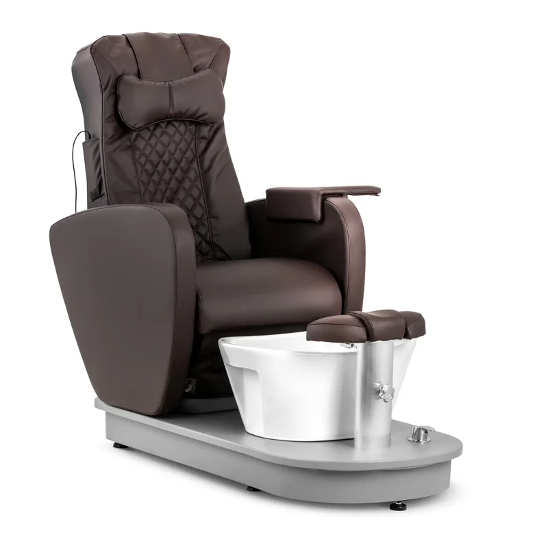 Fauteuil de pédicure électrique avec bain de pieds et 3 fonctions de massage 120 watts 200 kg marron pvc pu acier mousse synthétique céramique marron 14_0008988