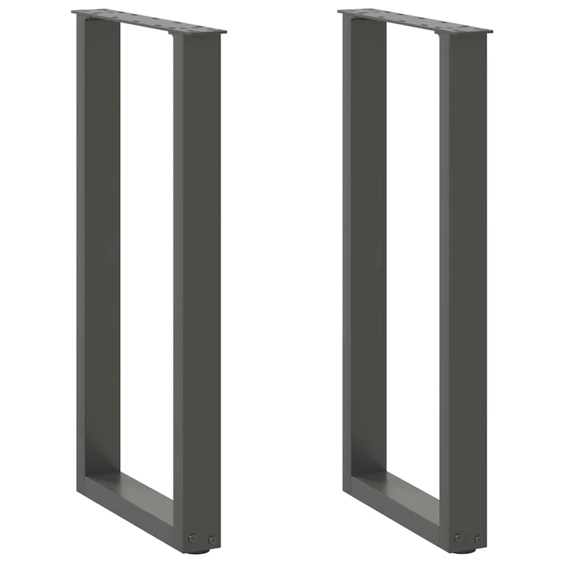 Lot de 2 pieds de table console en U 38 x 72-73 cm avec niveleurs réglables design moderne en acier anthracite 02_0057414