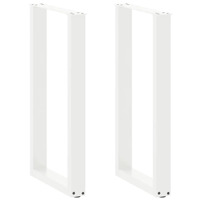 Lot de 2 pieds de table de bar en U réglables 40 x 90 x 91 cm design moderne en acier blanc 02_0057457